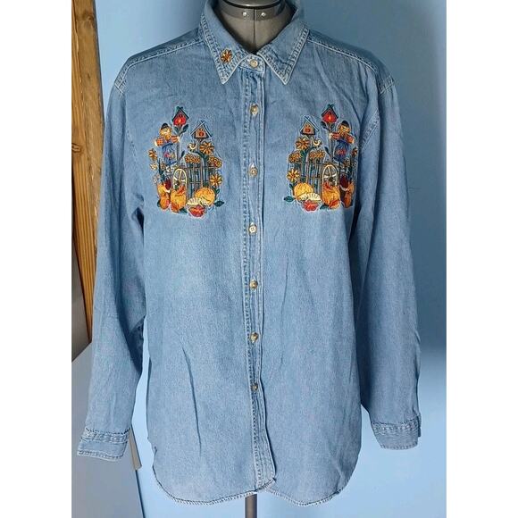 Vintage Bobbie Brooks Halloween Scarecrow Pumpkins Embroidered Fall Autumn XL - Picture 10 of 10